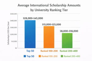 Average international scholarship amounts by university ranking tier