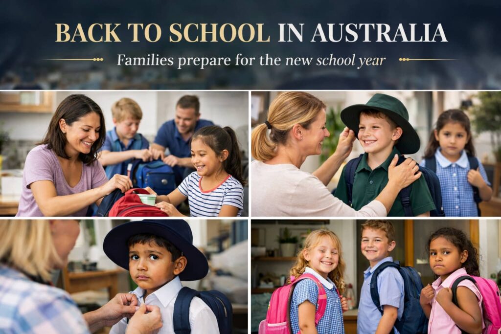 Australian families preparing children for the new school year