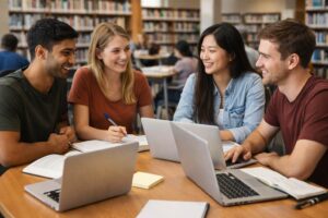 Students working on university coursework in Australian universities