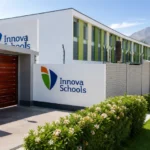 Modern Innova School-inspired campus entrance with contemporary architecture and landscaped surroundings